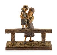An Austrian Cold-Painted Bronze Figure of a Woman and a Girl — CIRCA 1900