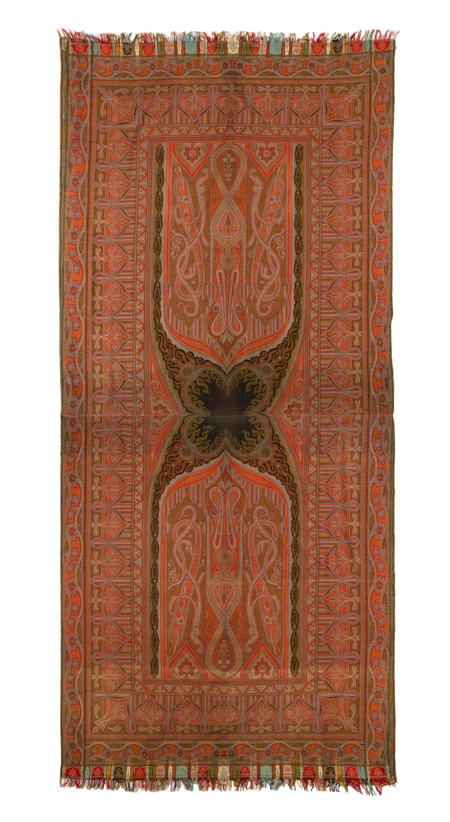 Herbert & Fils Woven Paisley Shawl with Woven Signature, 1855