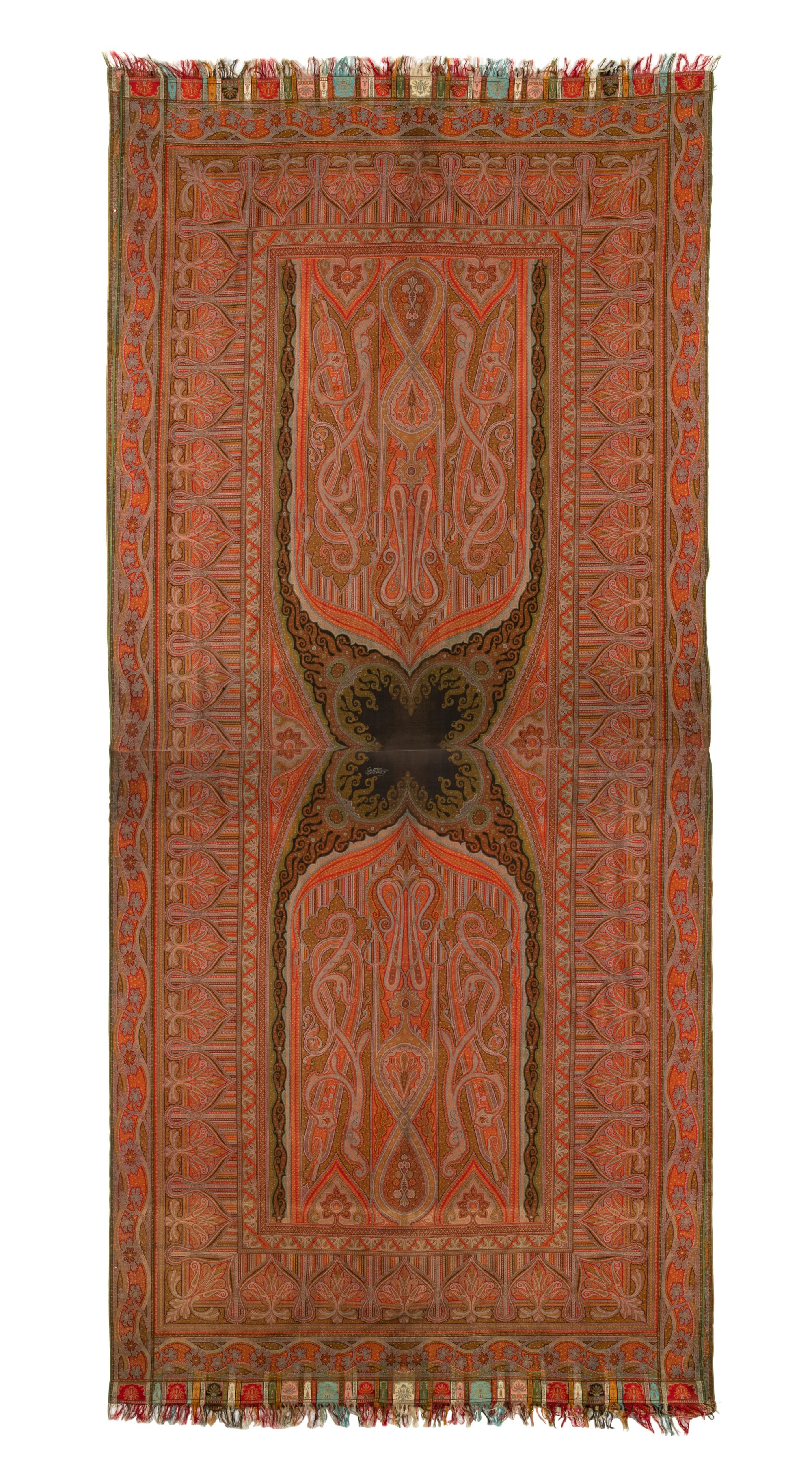 Herbert & Fils Woven Paisley Shawl with Woven Signature, 1855