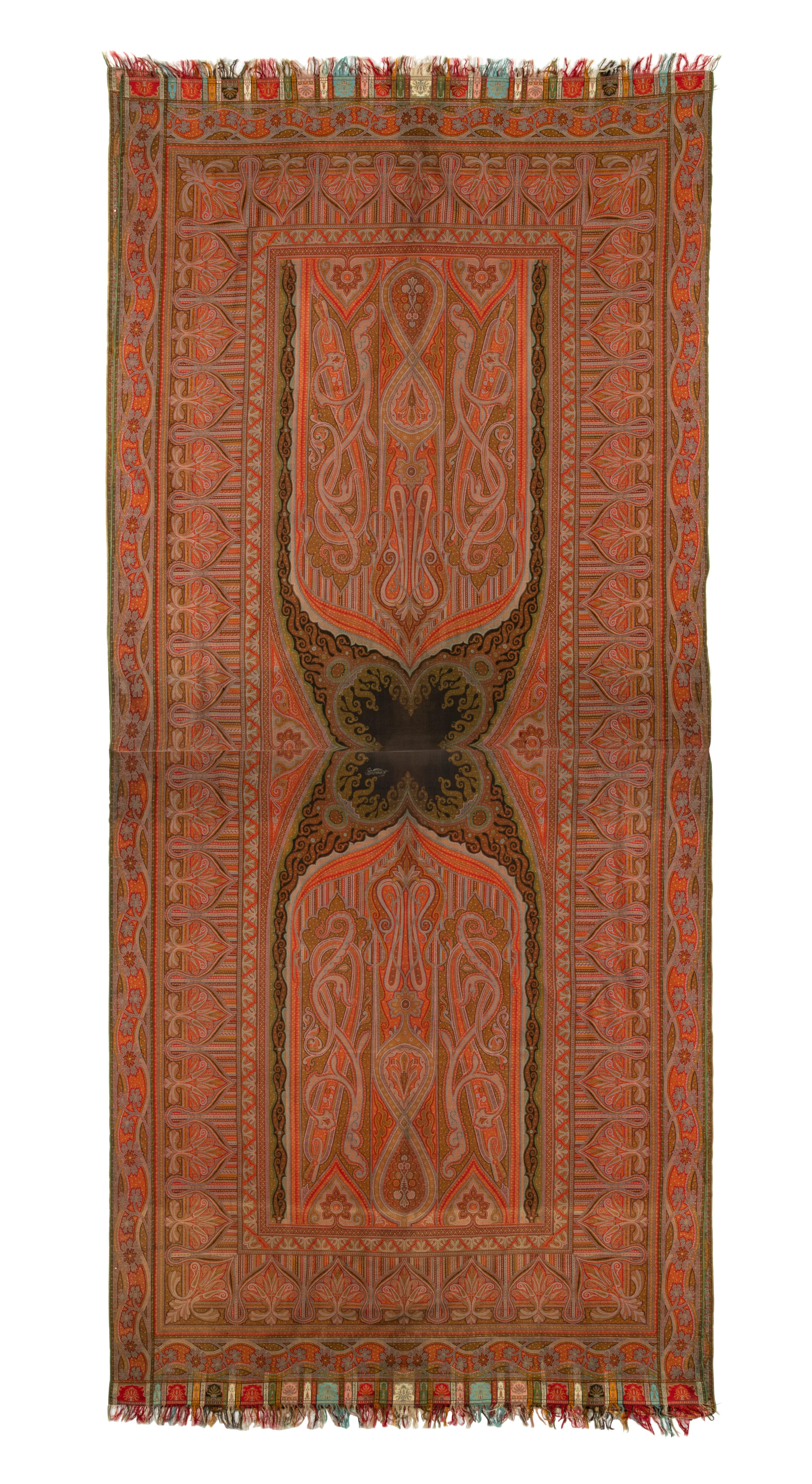 Herbert & Fils Woven Paisley Shawl with Woven Signature, 1855