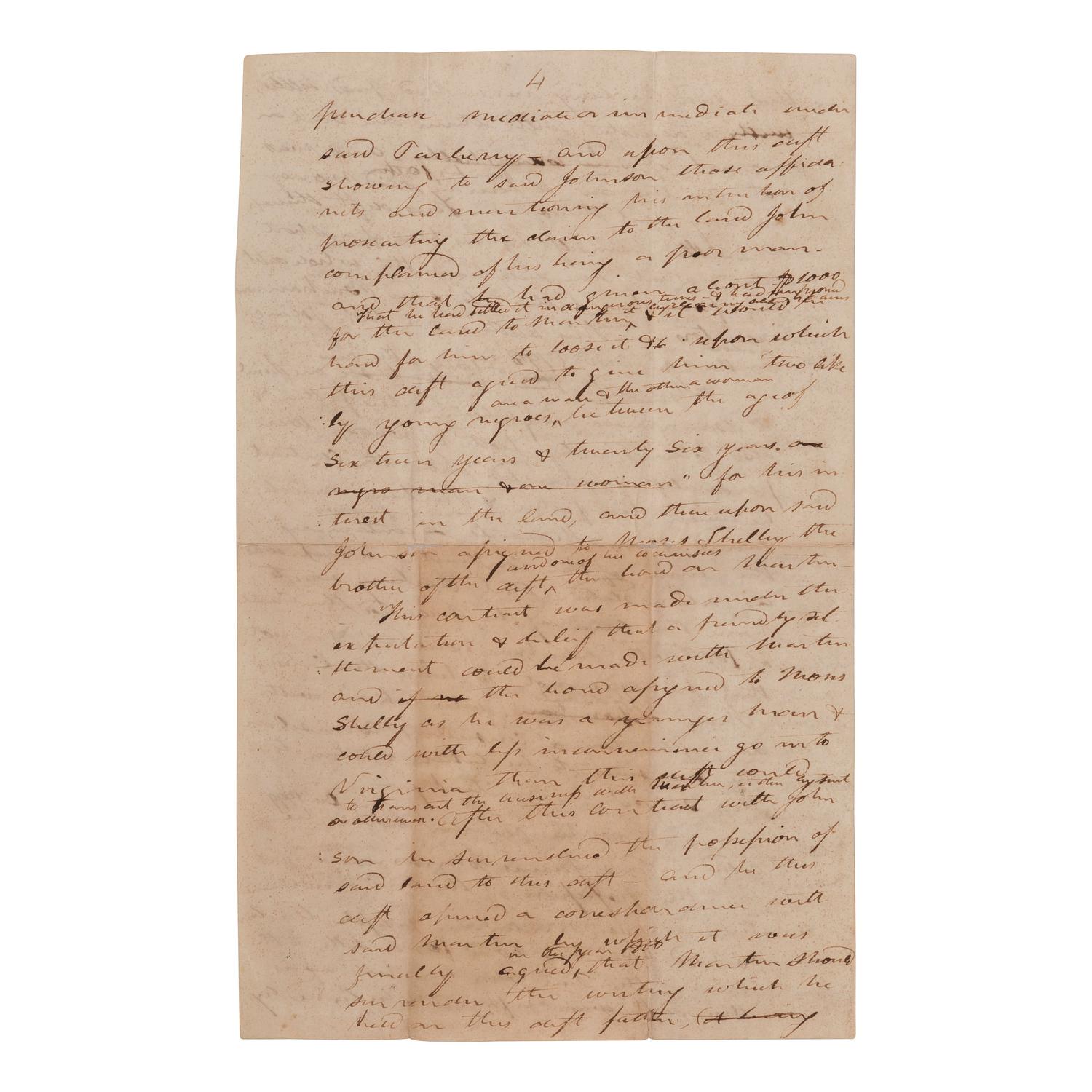 [AFRICAN AMERICANA] - [SHELBY, Isaac (1750-1826)].