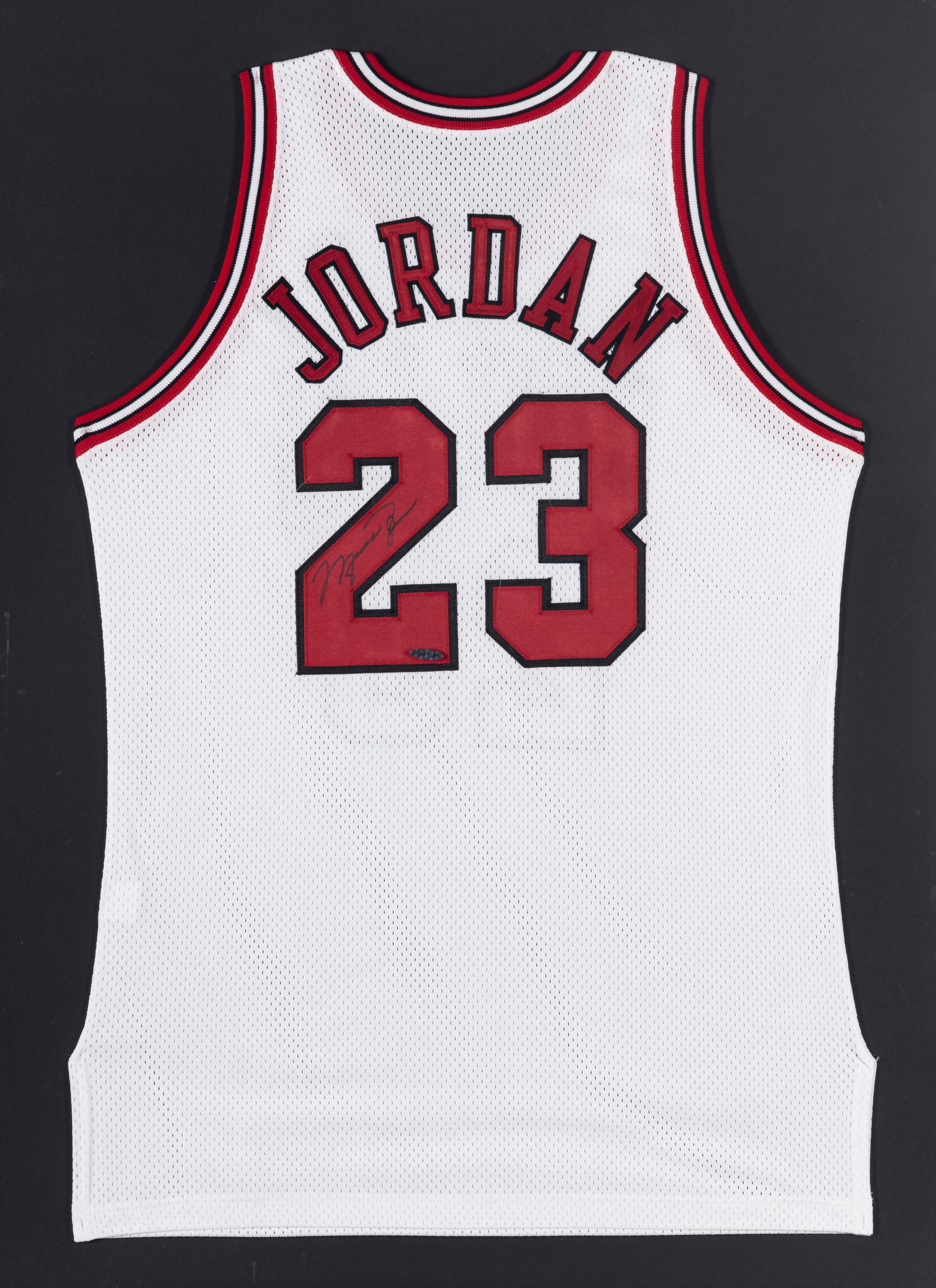 A Michael Jordan Signed Autograph Chicago Bulls Jersey (Upper Deck Authenticated),