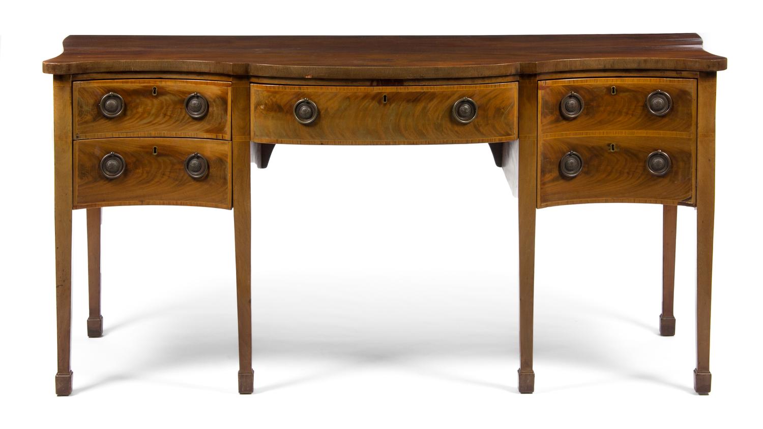 A Georgian Style Mahogany Sideboard, Height 36 x width 71 x depth 29 1/4 inches.