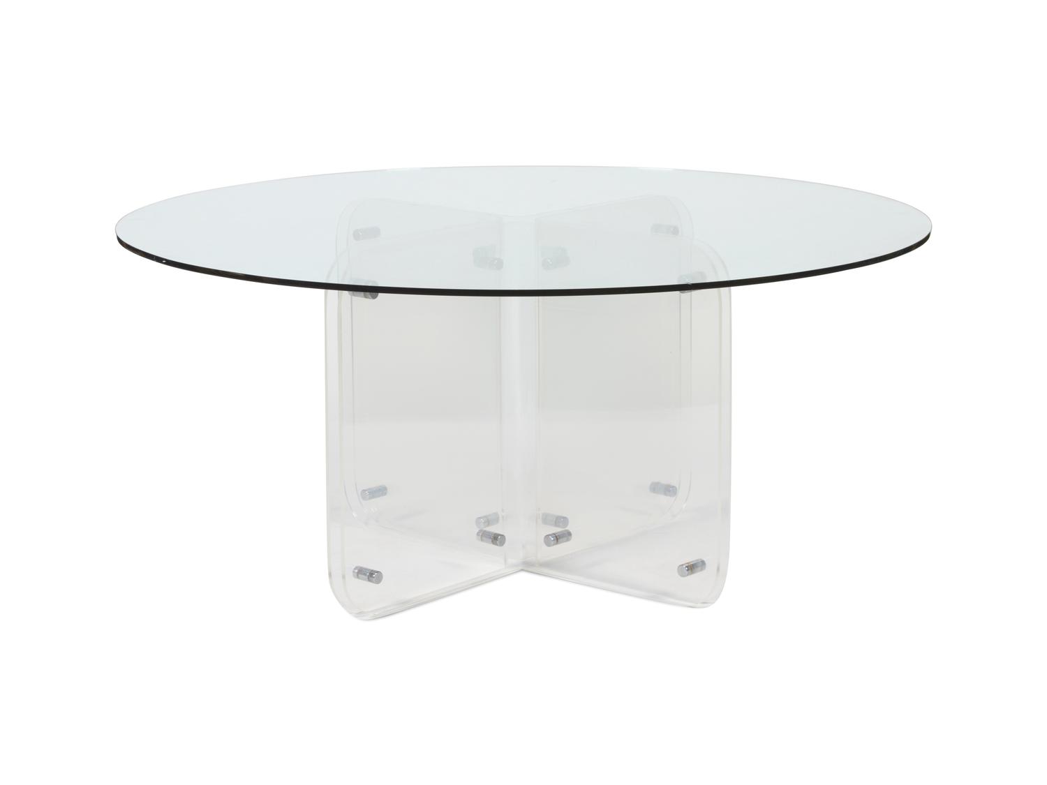 A Lucite and Chrome Base Glass Top Table — 20TH CENTURY
