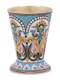 A Russian Shaded Enamel Silver Beaker