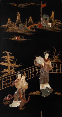 Four Chinese Export Hardstone-Inlaid Screen Panels