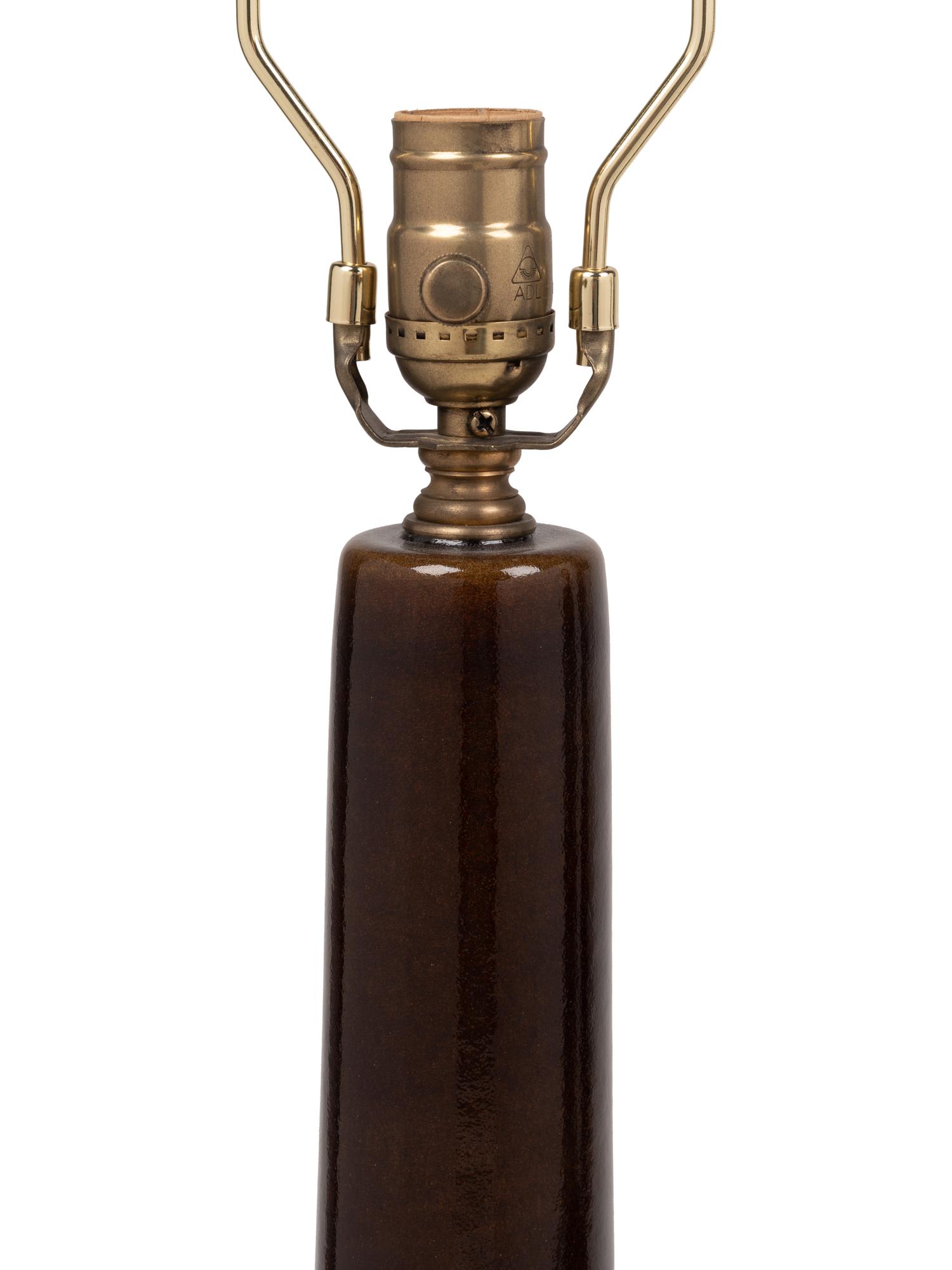 A Pair of Brown Glazed Stoneware Lamps
