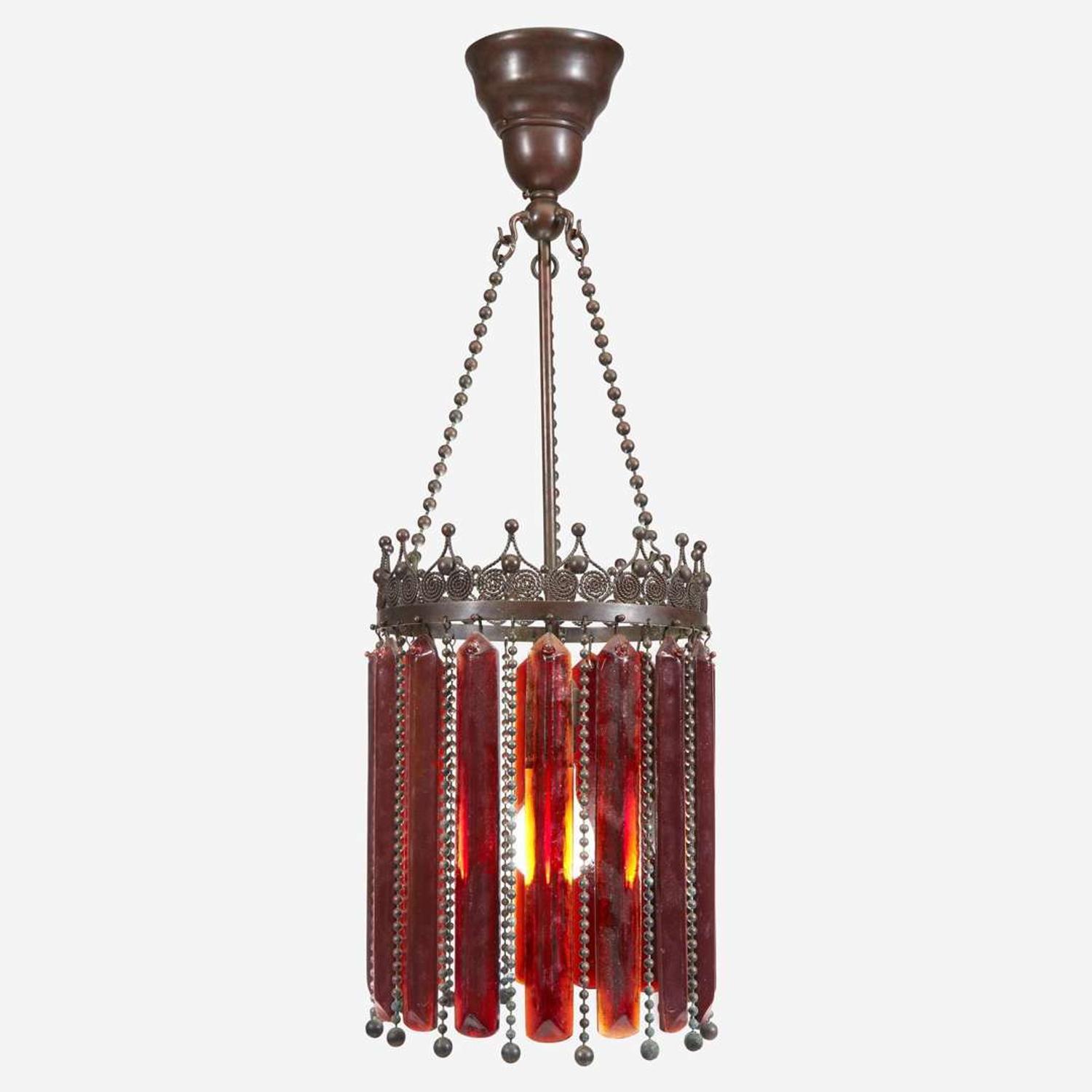 In the Style of Tiffany Studios (American, 1878-1933) Prism Hanging Light, circa 1905