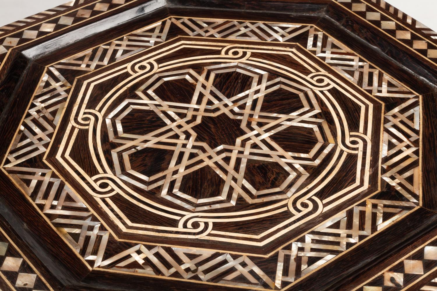 A Pair of Levantine Marquetry Octagonal Side Tables