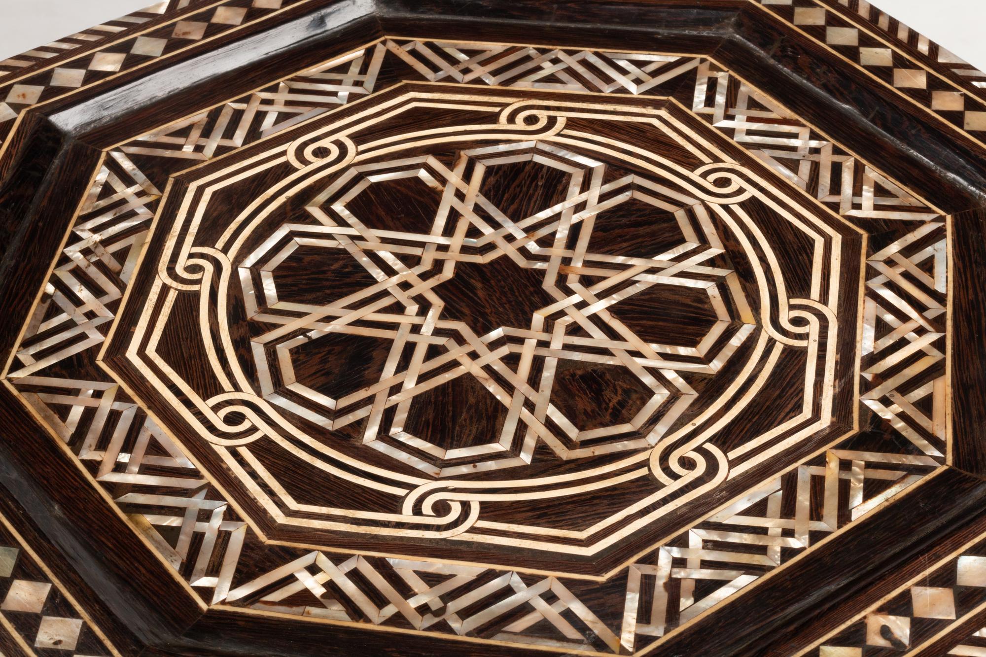 A Pair of Levantine Marquetry Octagonal Side Tables