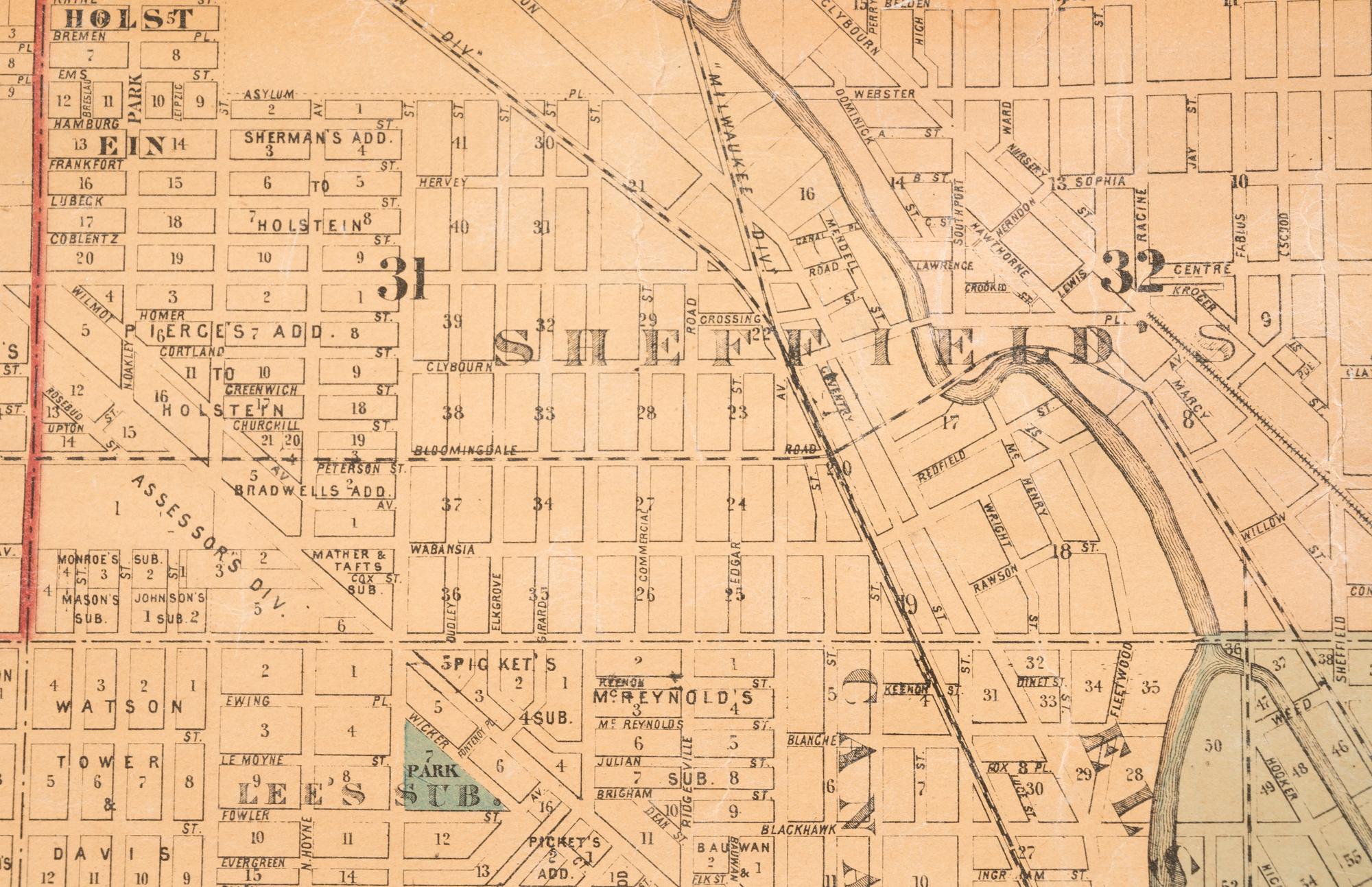 [CHICAGO] -- Park & Guide Map of Chicago . Chicago: Jas. Van Vechten, 1873.