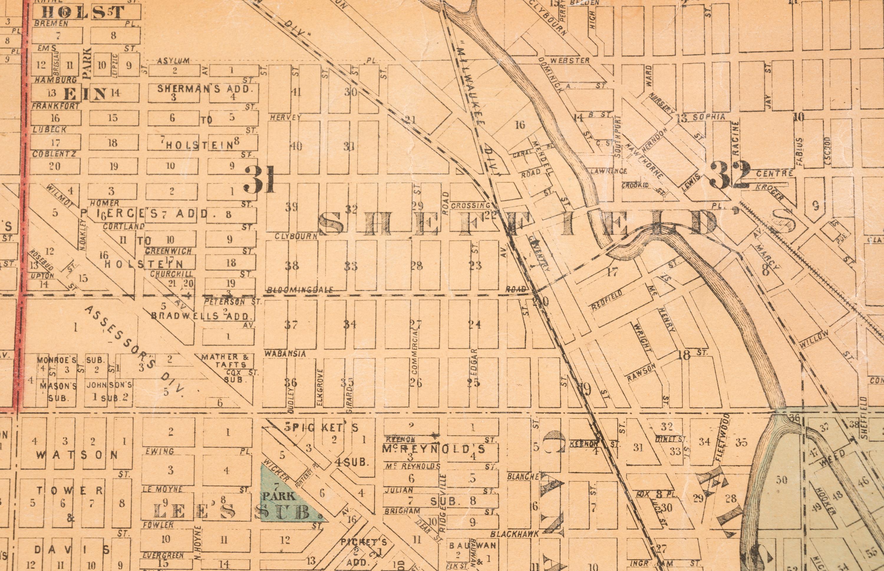 [CHICAGO] -- Park & Guide Map of Chicago . Chicago: Jas. Van Vechten, 1873.
