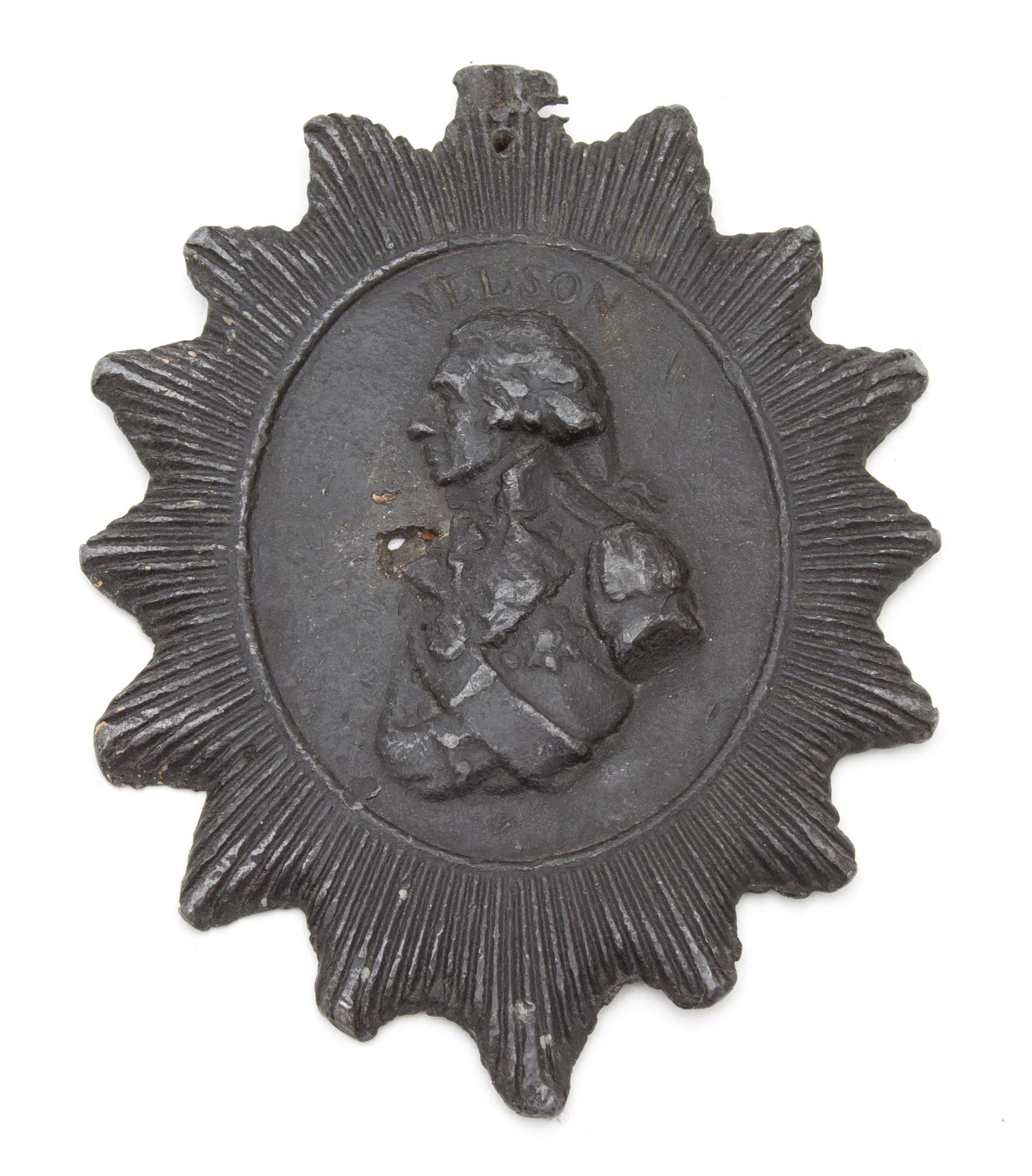 An English Cast Metal Medallion Depicting Admiral Lord Nelson Height 4 inches. — 19TH CENTURY