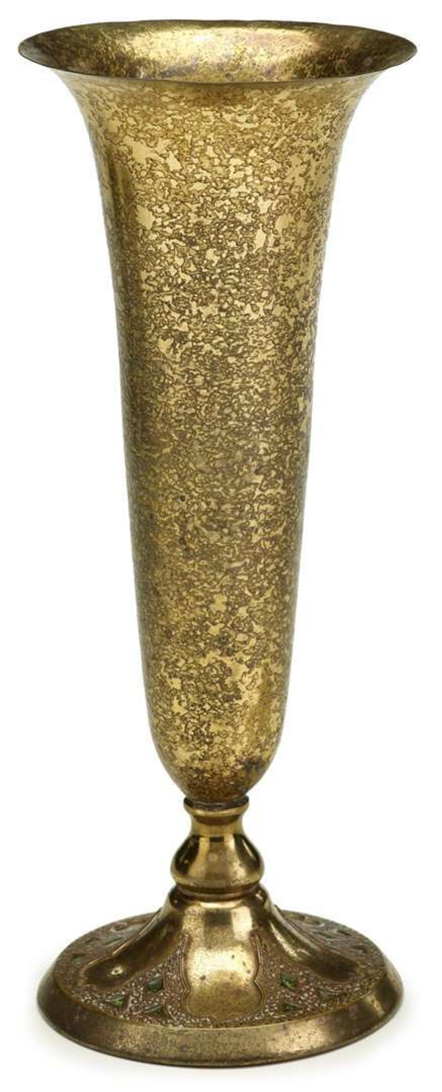 Textured gilt patinated flower vase tiffany, new york, ny, circa 1910