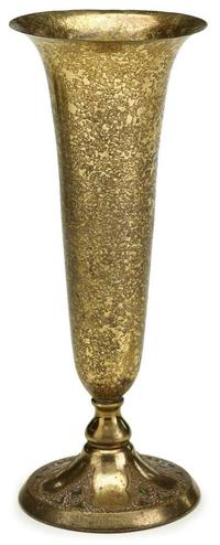 Textured gilt patinated flower vase tiffany, new york, ny, circa 1910