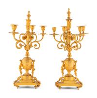 A Pair of French Gilt Bronze Candelabra