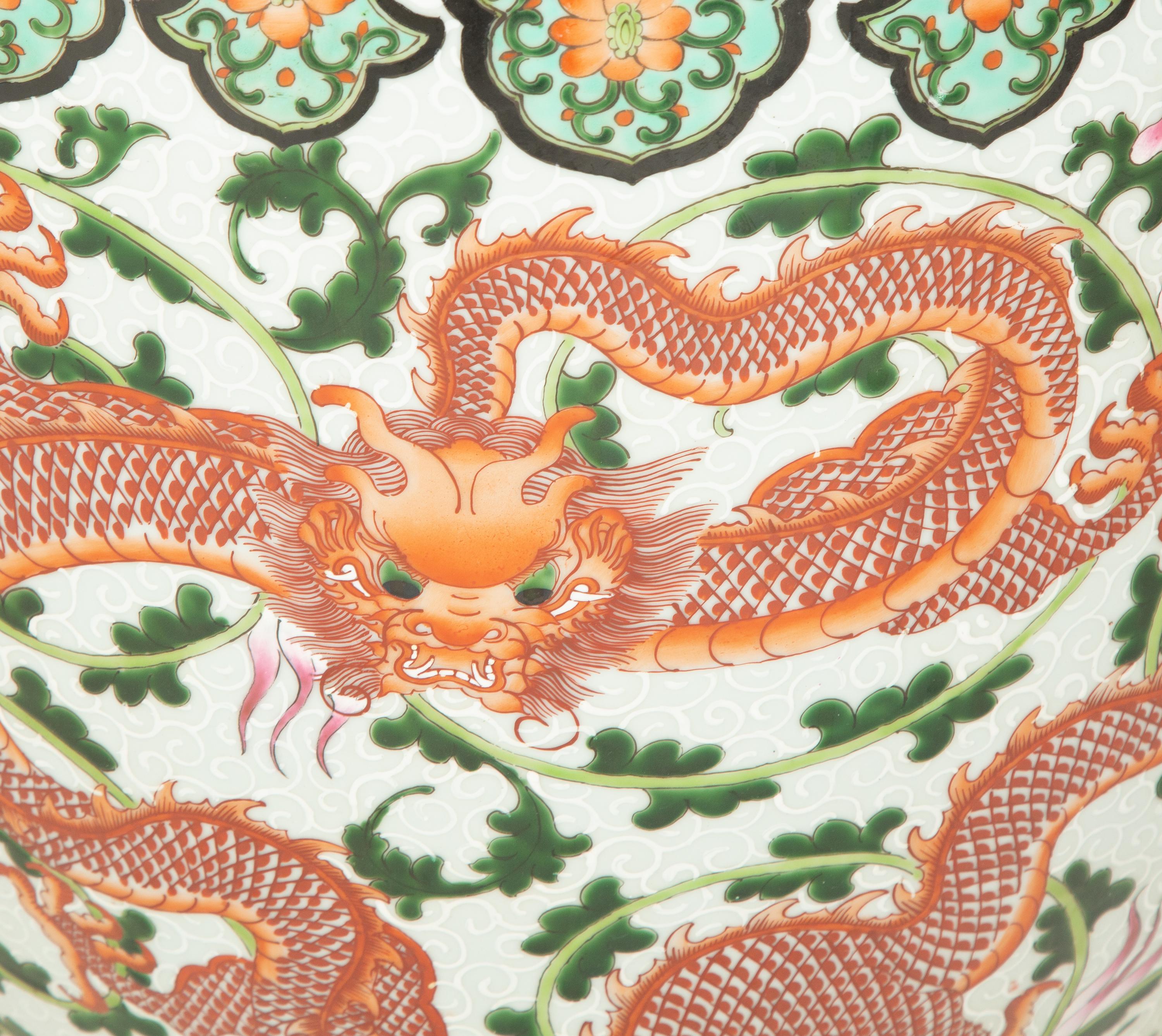 A Pair of Chinese Export Porcelain Jardinières with Dragon Decoration