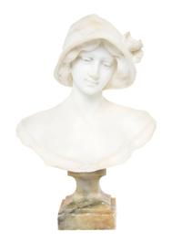 An Italian Alabaster Bust, Height 12 1/4 inches.
