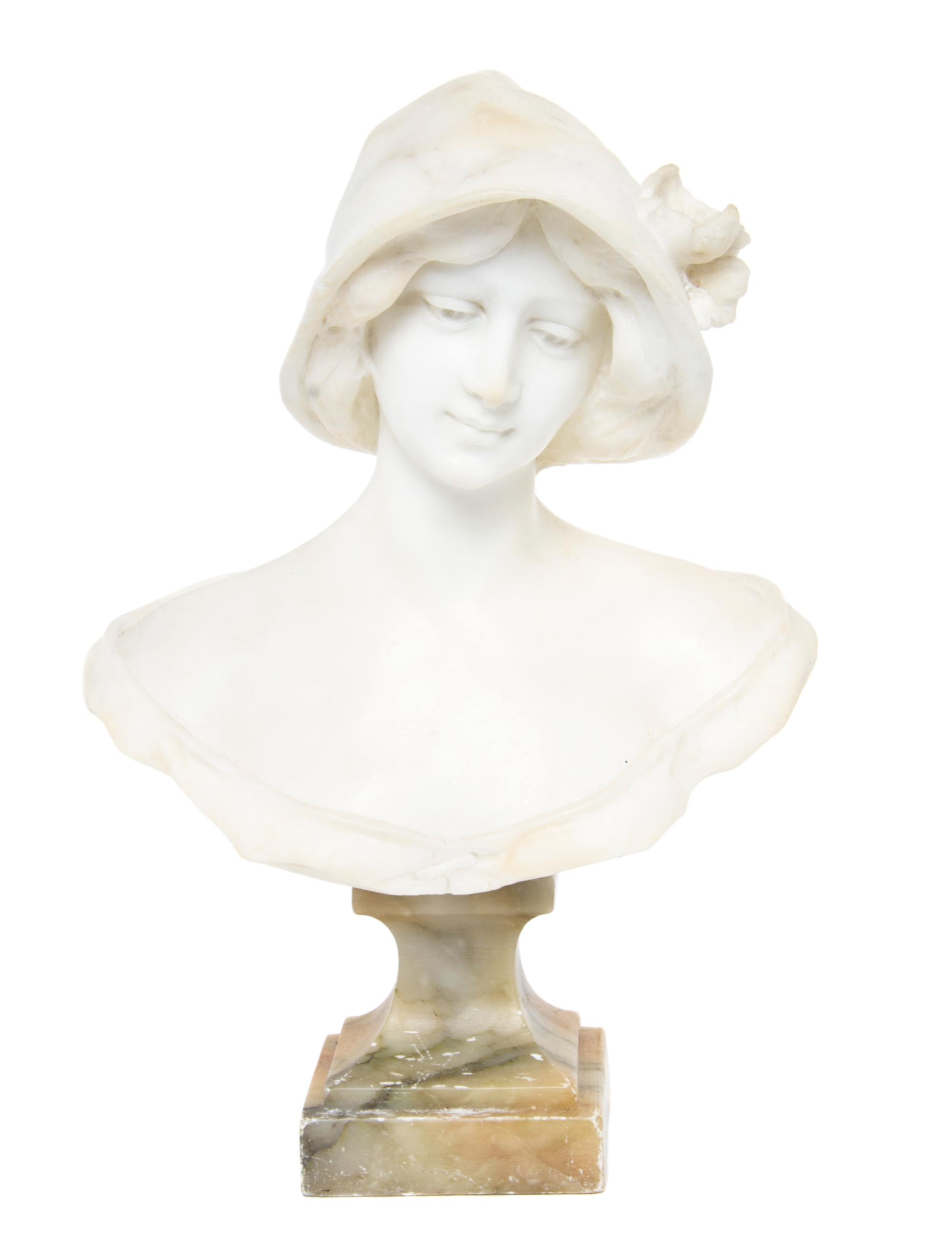 An Italian Alabaster Bust, Height 12 1/4 inches.