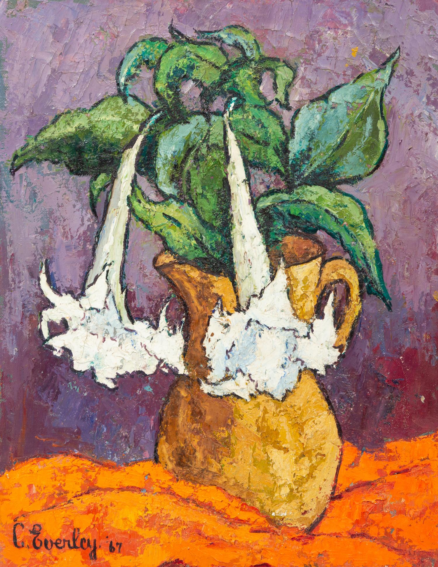 Urn with Petunias and Pansies , 1971, and Datura en Pichet , 1967 (two works)