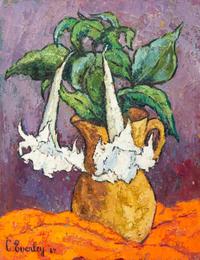 Urn with Petunias and Pansies , 1971, and Datura en Pichet , 1967 (two works)