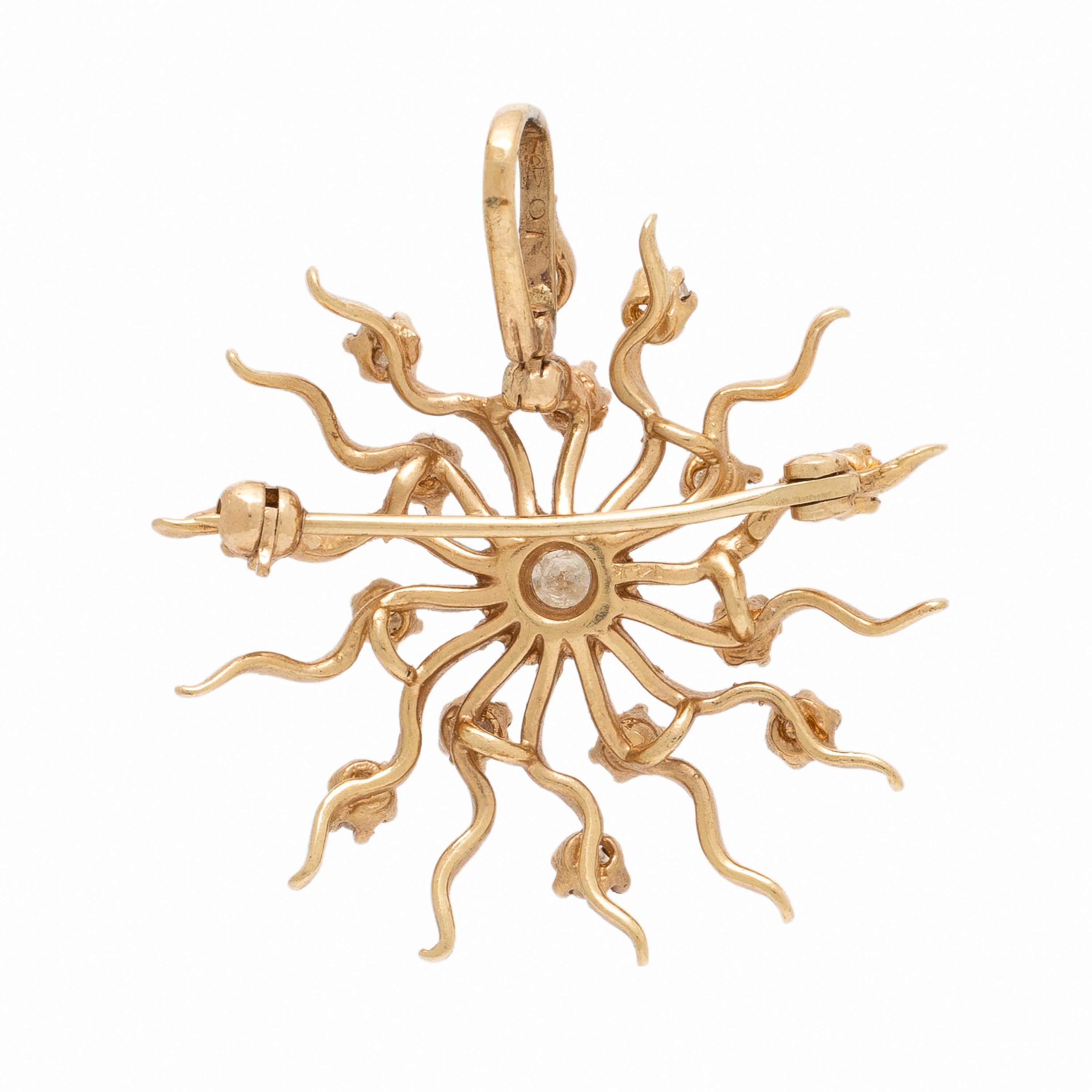 Yellow Gold and Diamond Pendant Brooch