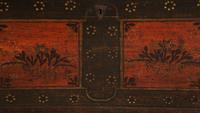 A German Painted Oak Wedding Chest with Floral Decoration