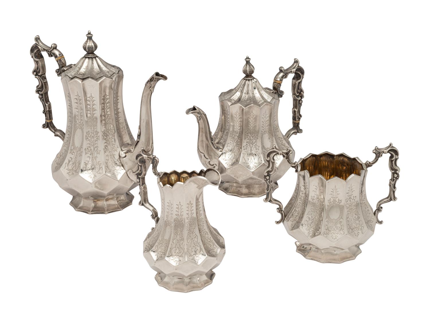 A Victorian Silver Four-Piece Coffee and Tea Service