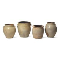 Four Small Cobalt-Decorated Stoneware Crocks