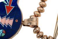 14k Gold Necklace, with Reversible Mosaic Inlay Bear Pendant, in the Stye of Jesse Monongya