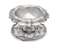 An Art Nouveau Martelé Silver Centerpiece Bowl And Plateau