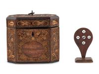 A George III Rolled Paper Tea Caddy and A Basket Splint Guide
