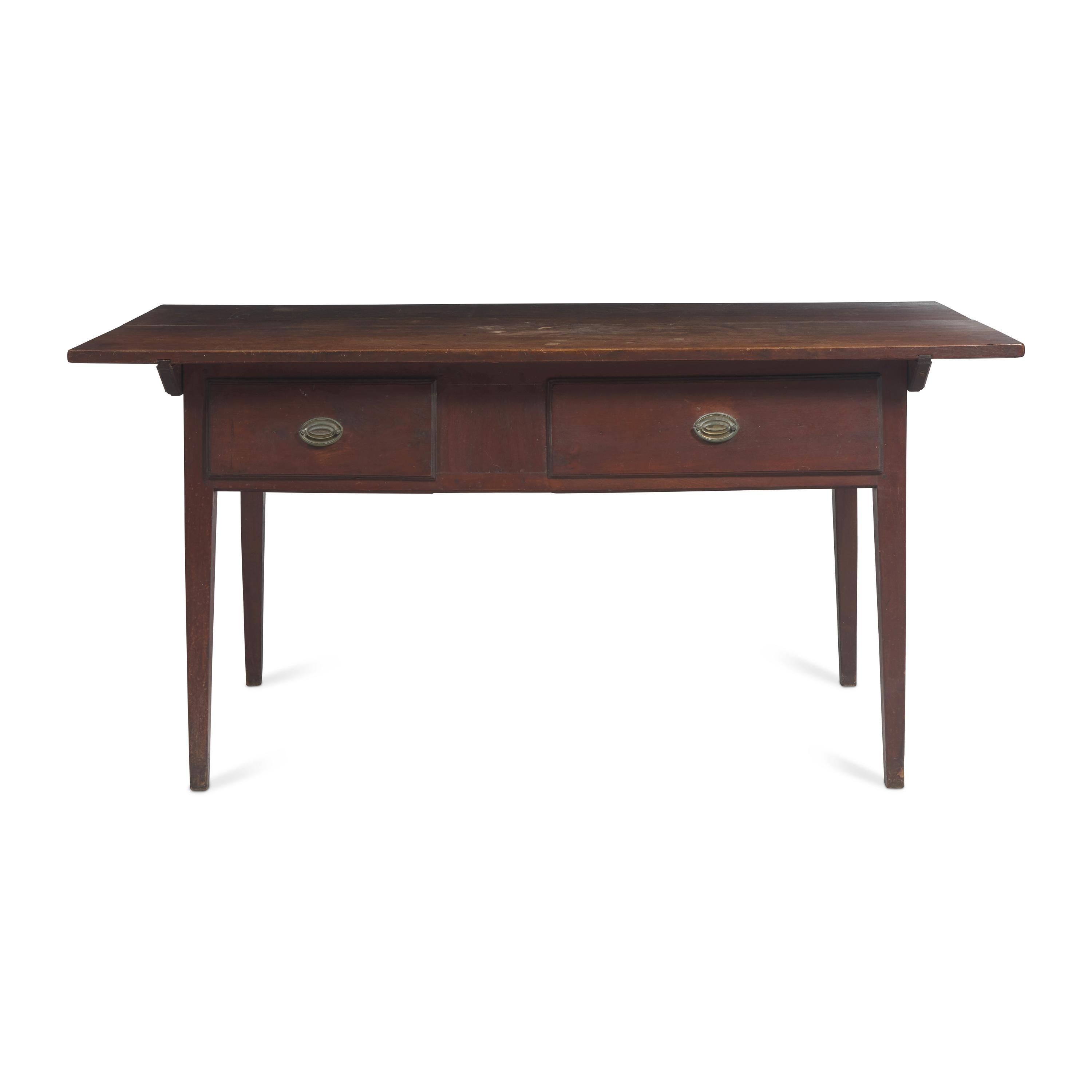 A Federal Walnut Two Drawer Tavern Table