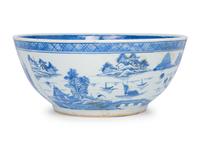 A Large Canton Blue and White Porcelain Serving Bowl
