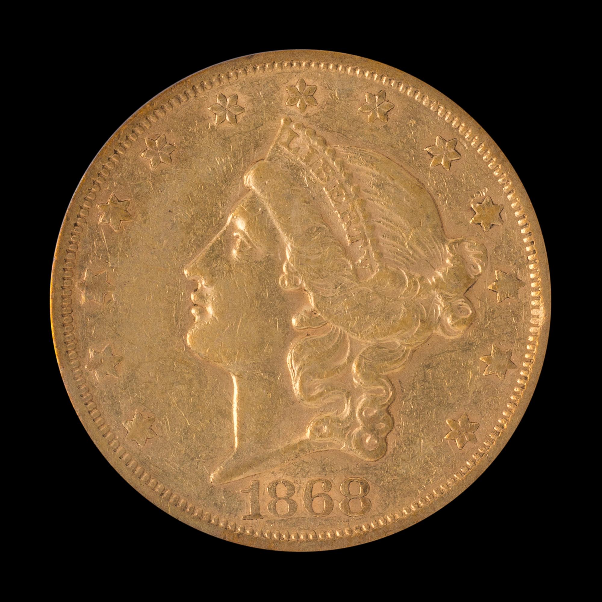 A United States 1868-S Liberty Head $20 Gold Coin