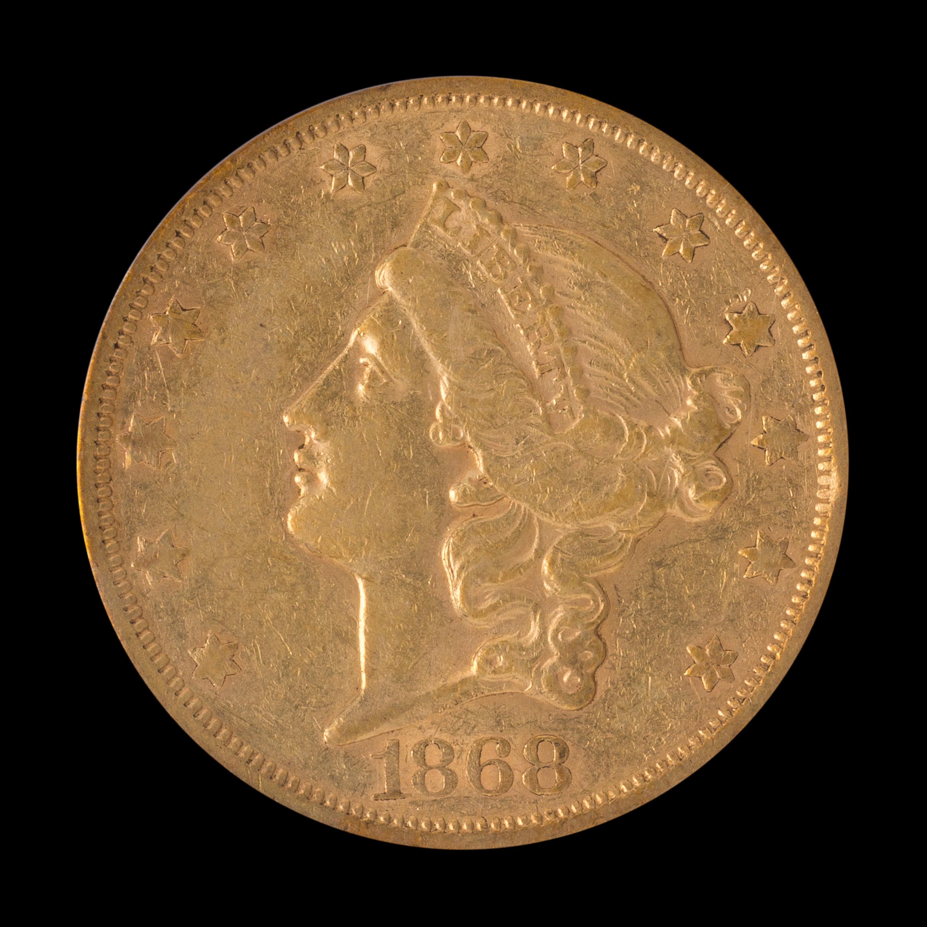 A United States 1868-S Liberty Head $20 Gold Coin
