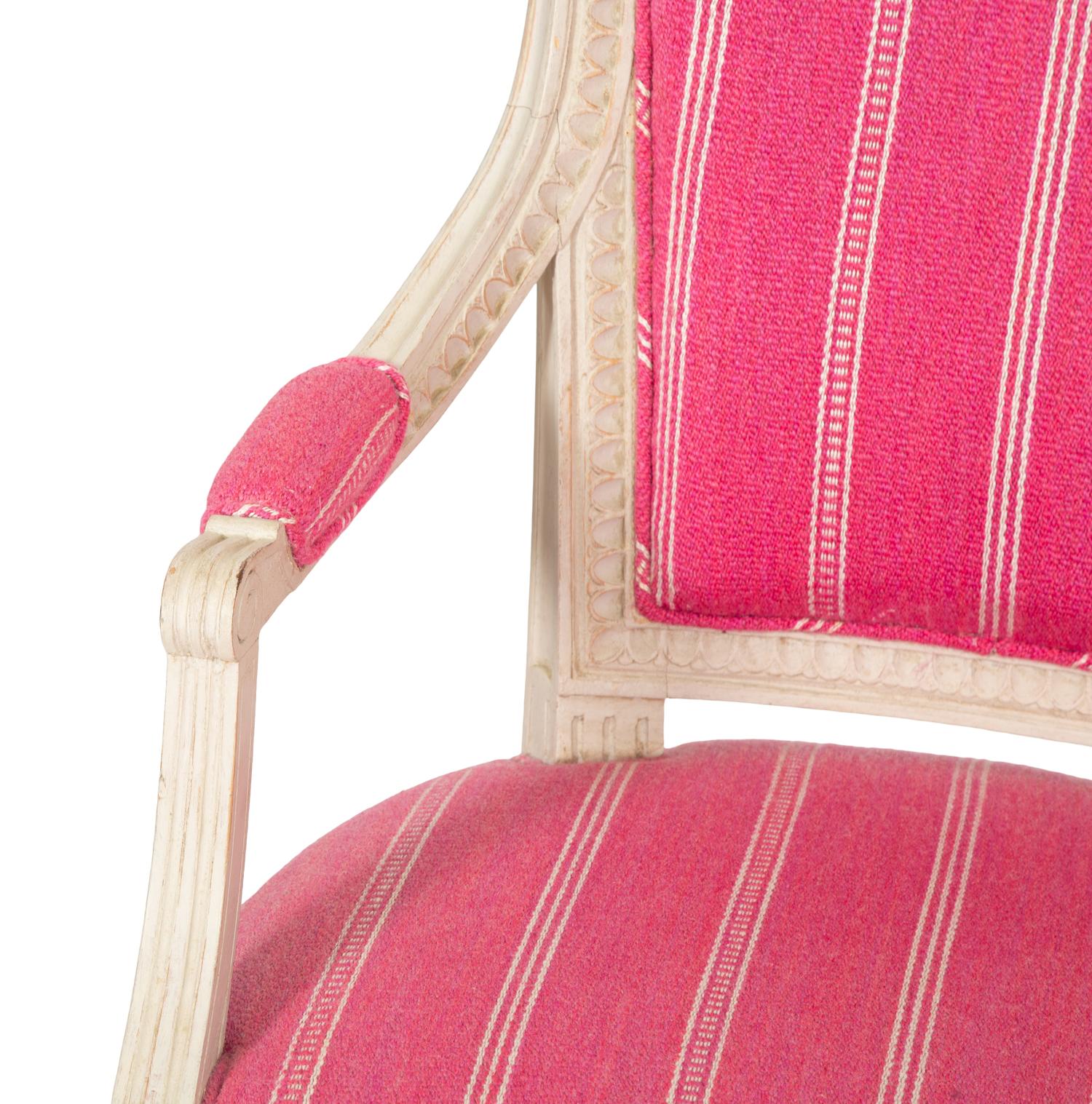 A Pair of Louis XVI Style White Painted Fauteuils