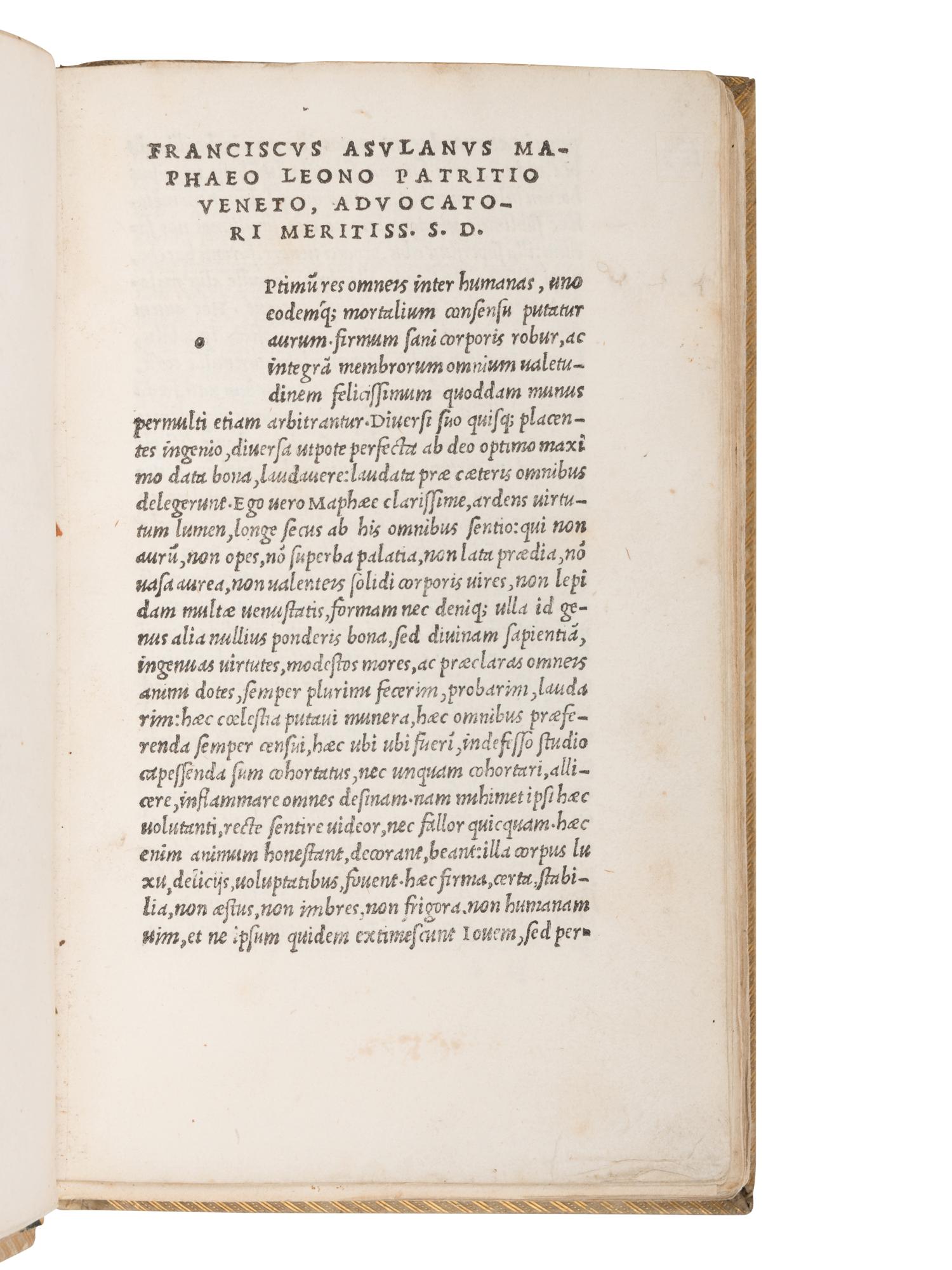 [BINDING]. CURTIUS RUFUS, Quintus (d. ca 53 CE). Quintus Curtius . [ De rebus Alexandri Regis Macedonum libri III-X] . Venice: heirs of Aldo Manuzio & Andrea Torresano, July 1520.