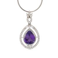 TANZANITE AND DIAMOND PENDANT NECKLACE