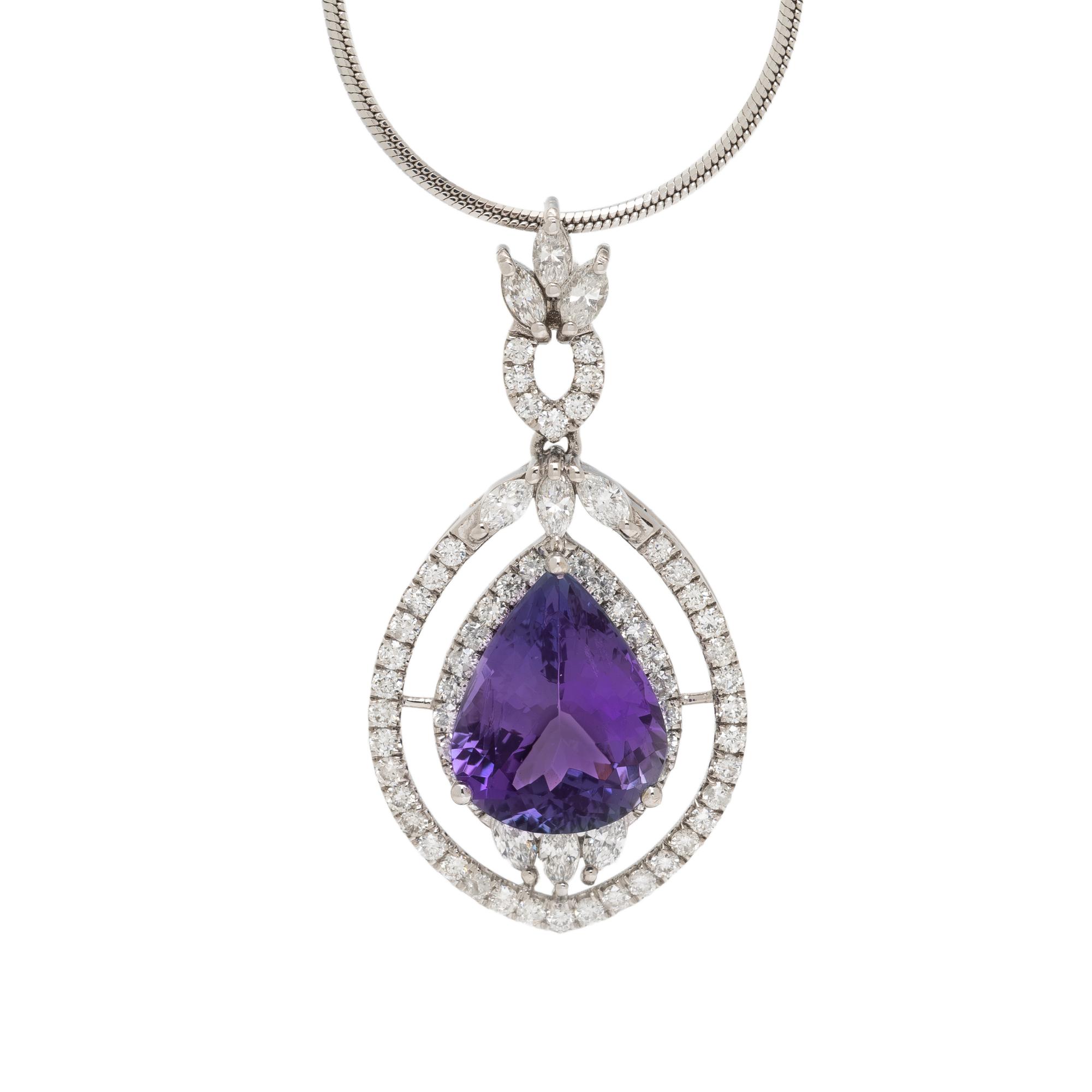 TANZANITE AND DIAMOND PENDANT NECKLACE