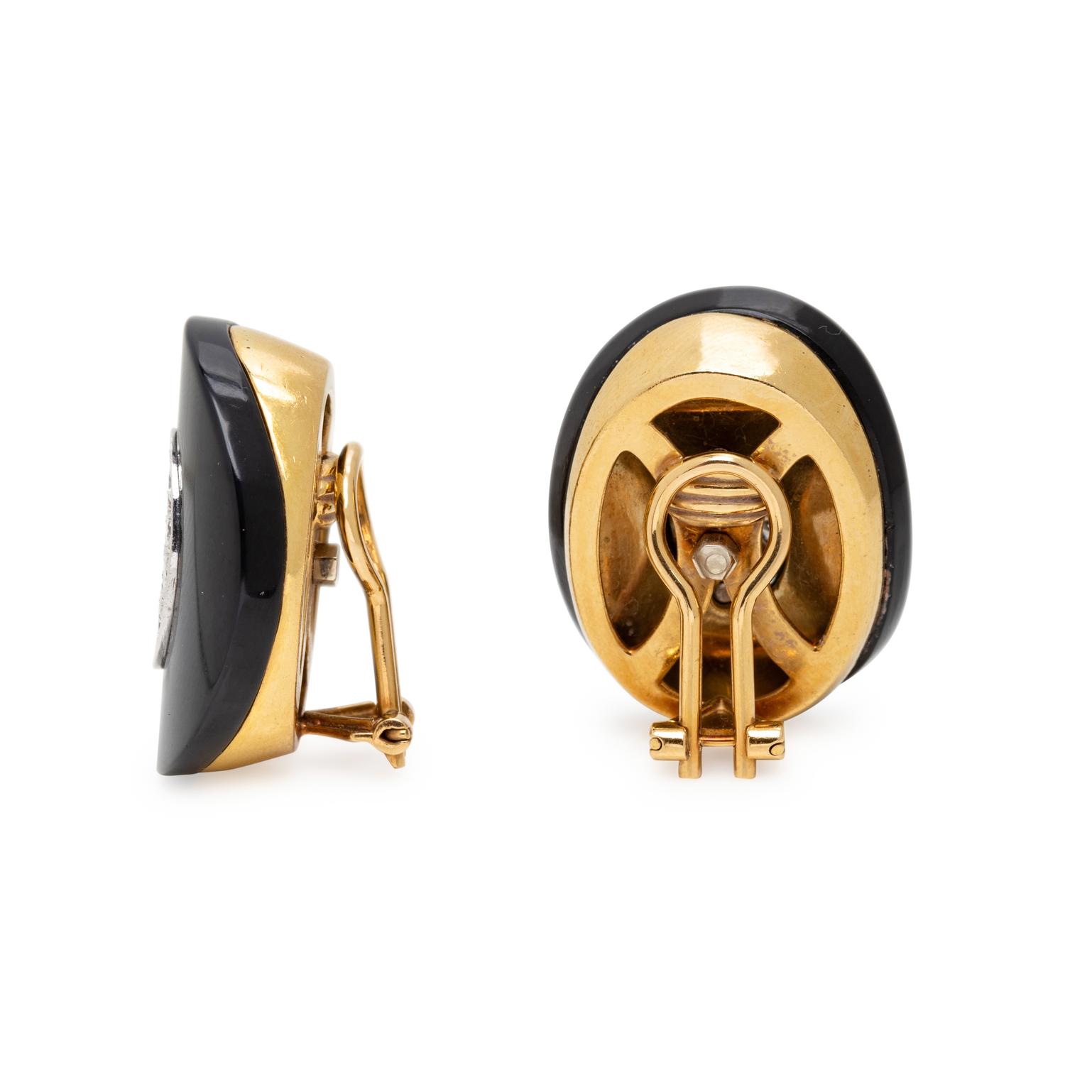 CARDI, MILANO, BLACK ONYX AND DIAMOND EARRINGS AND RING