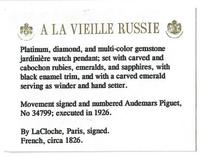 Lacloche Frères, Art Deco, Diamond, Ruby, Emerald, and Sapphire Lapel Watch