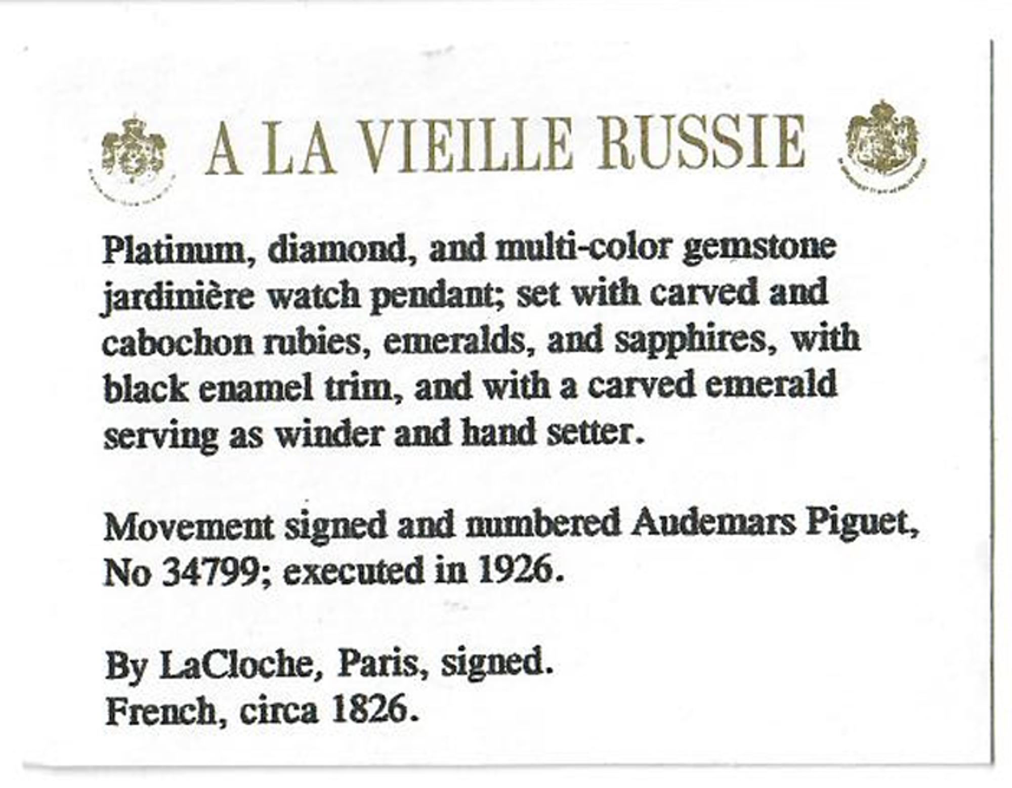 Lacloche Frères, Art Deco, Diamond, Ruby, Emerald, and Sapphire Lapel Watch