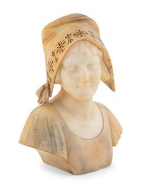 A Continental Carved Alabaster Bust
