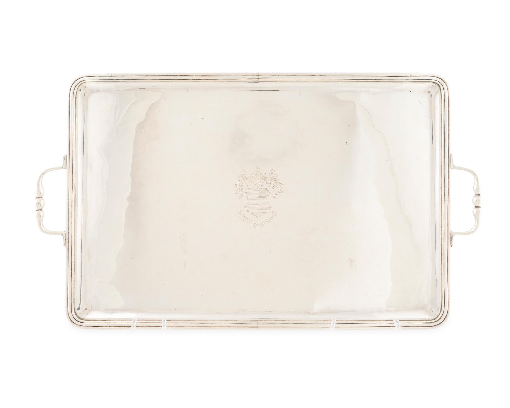 A Mexican Silver Two-Handle Serving Tray — Sanborns, 20th Century