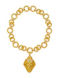 HAMMERMAN BROTHERS, YELLOW GOLD, DIAMOND AND EMERALD CONVERTIBLE NECKLACE