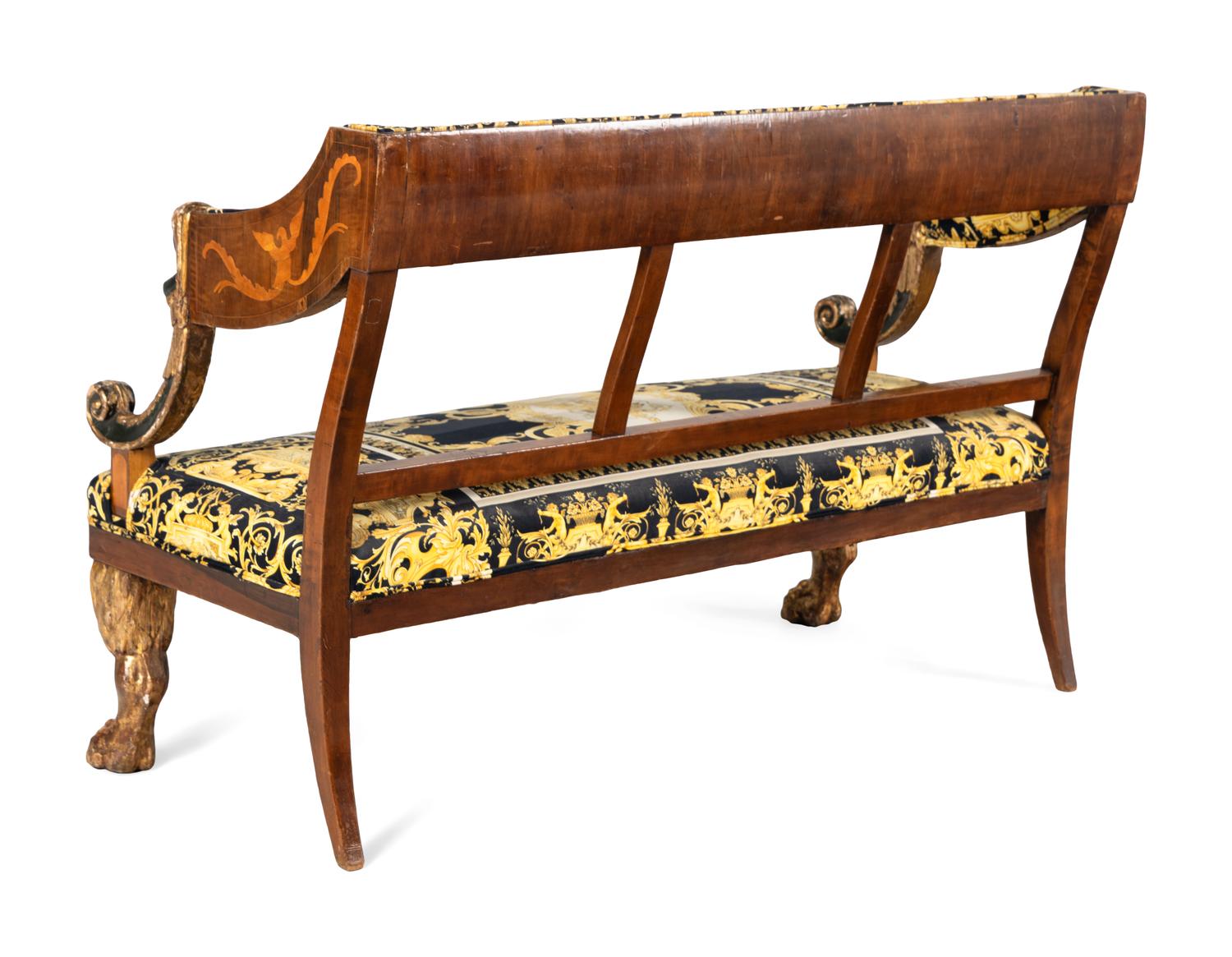 A North European Painted and Parcel Gilt Settee
