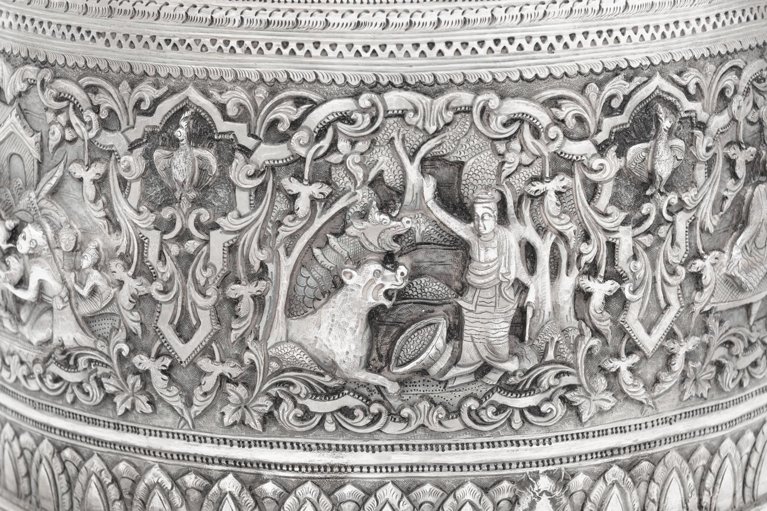 A Southeast Asian Silver Covered Jar on Stand