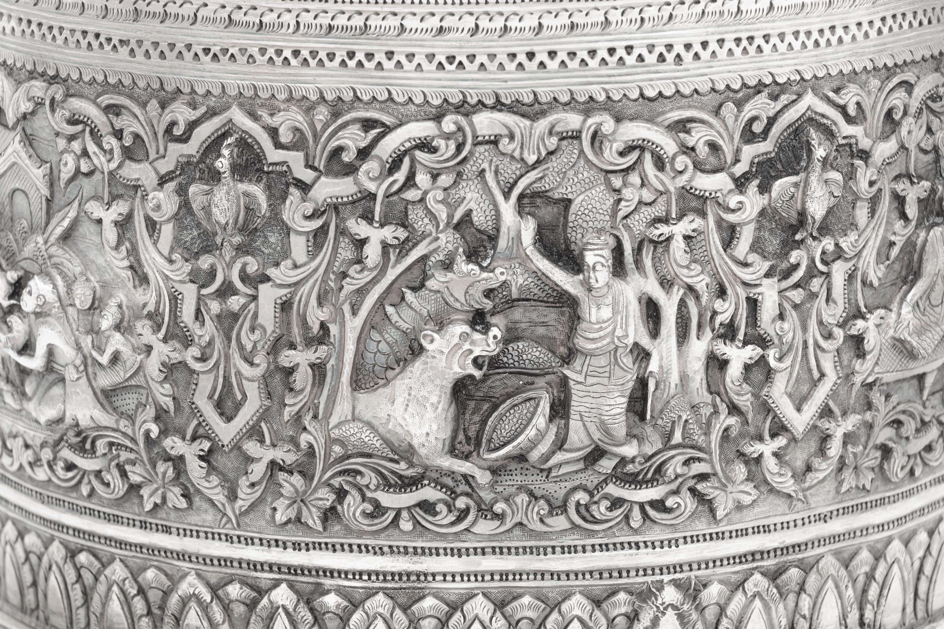 A Southeast Asian Silver Covered Jar on Stand