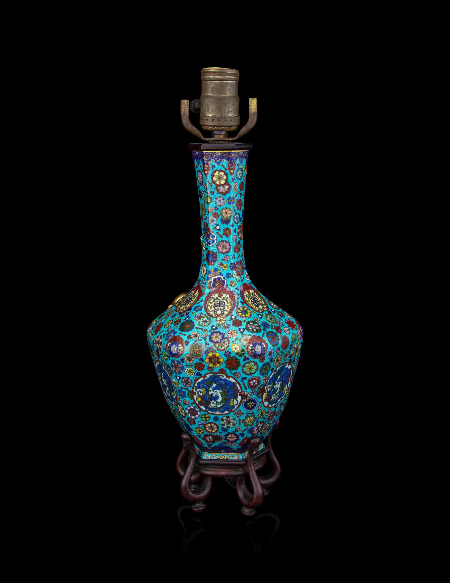 A Cloisonné Enamel Faceted Vase